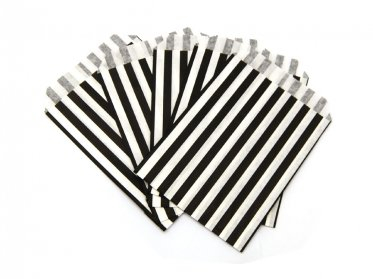 Black Candy Striped Paper Bags