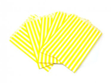 Yellow Candy Striped Paper Bags