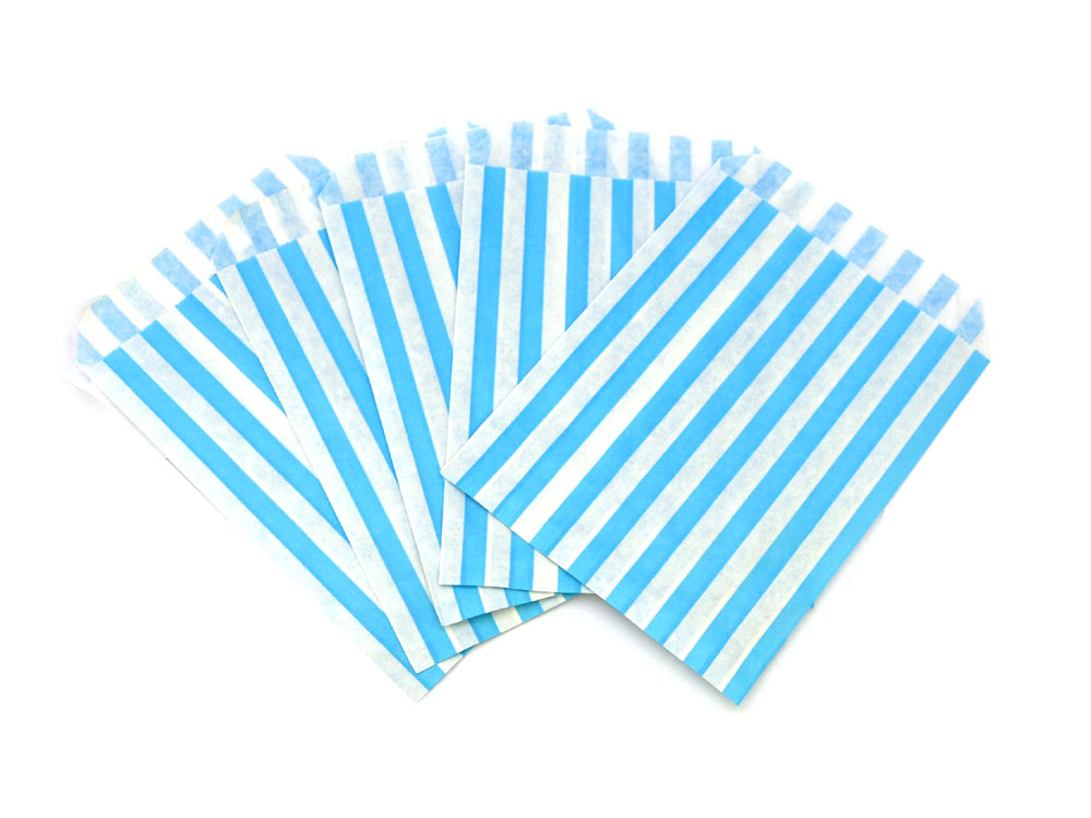 50 Blue Candy Stripe Paper Wedding Sweet Bar Gift Shop Food Party Bags 7" x 9" 